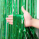 Voircoloria 3 Pack 3.3 x 8.2 ft Laser Green Foil Fringe Backdrop