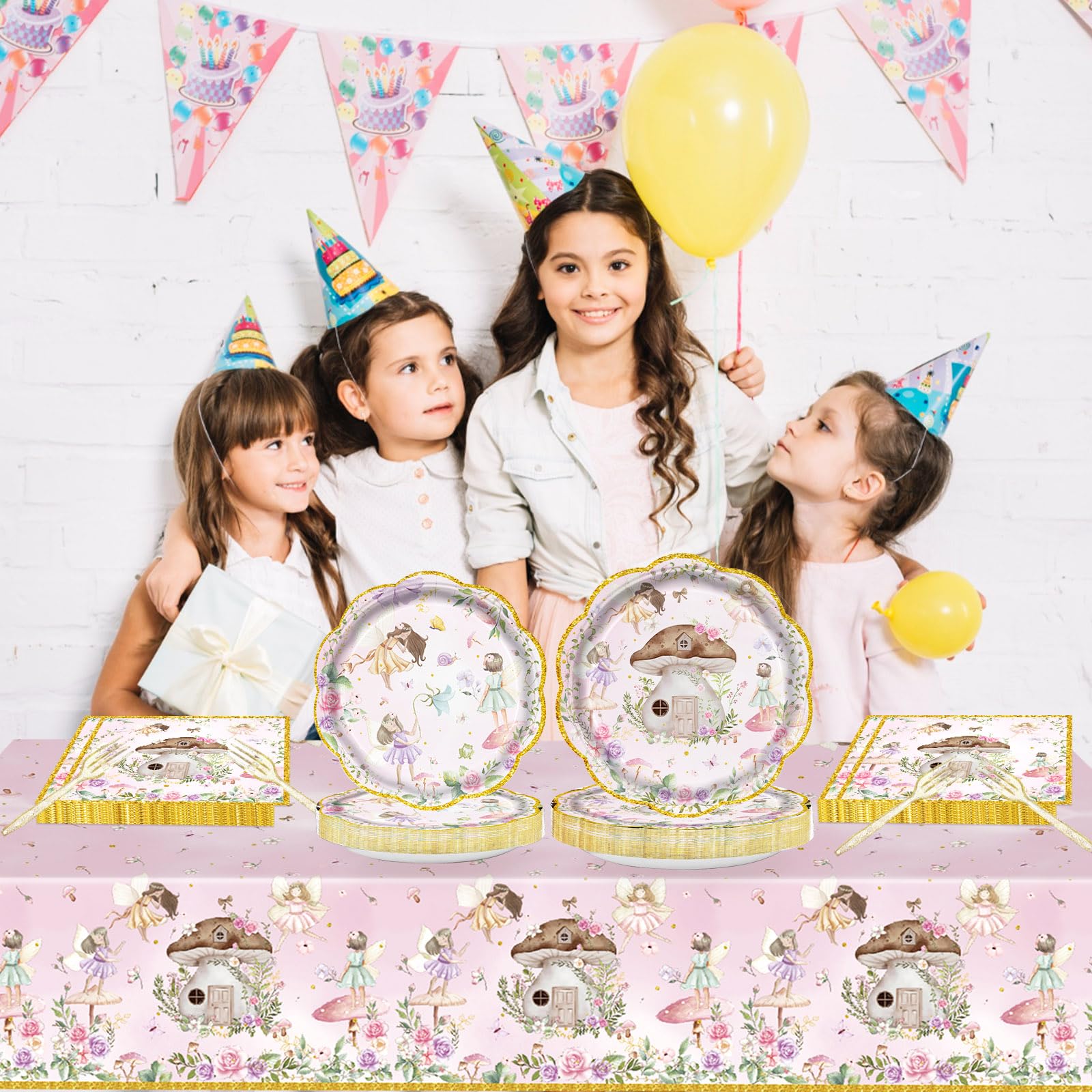81Pcs Fairy Party Decorations for Girls 1st 2nd Birthday Garden Flower