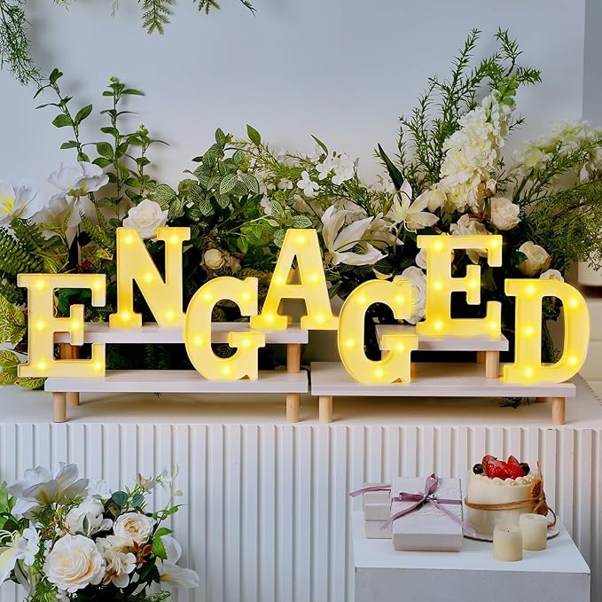 7 Pcs Engagement Party Decorations 6.5 Inch Engaged LED Letter