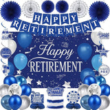 Holkcog Blue Retirement Party Decorations for Women, Silver Blue