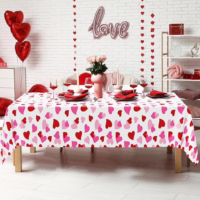 4 Pack Valentines Decorations, 108" X 54" Valentines Tablecloths,