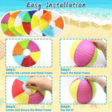 15Pcs Pool Party Decorations Beach Ball Paper Lanterns Summer