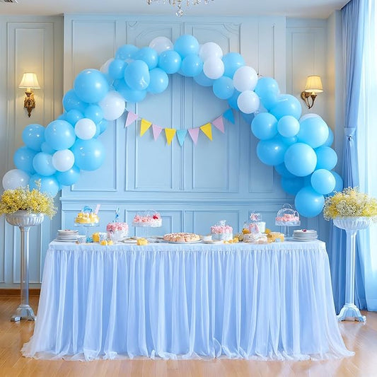 14ft Baby Blue Tulle Table Skirt for Baby Shower Boy Light Blue Tutu