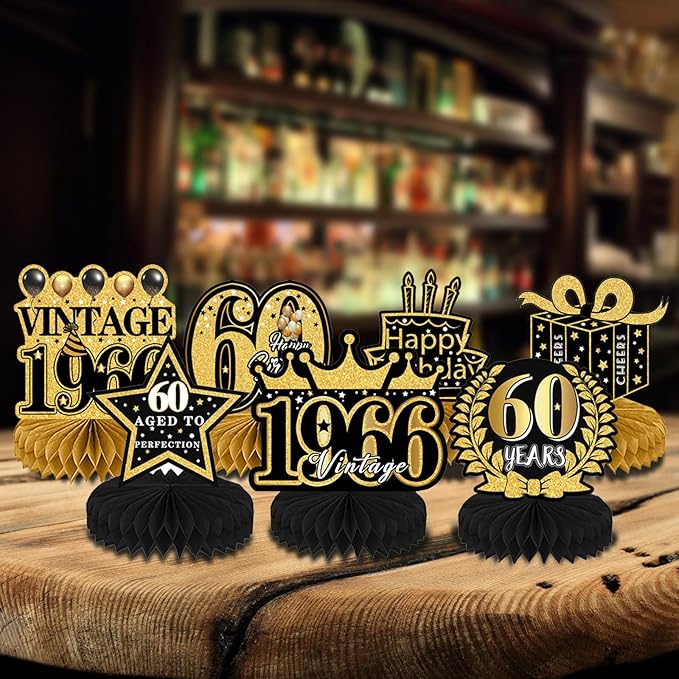 9Pcs 60th Birthday Party Decorations - 60th Birthday Decor Men Women