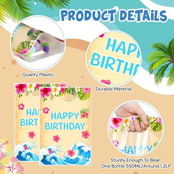 Eccliy 30 Pcs Hawaiian Party Favor Bags Animation Cartoon Birthday