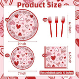 100 Pcs Valentine's Day Heart Tableware Party Supplies Set Serves 25
