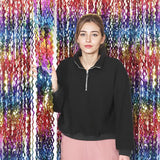 4 Pack Wavy Rainbow Foil Fringe Curtain | 3.3x6.6ft Colorful Tinsel
