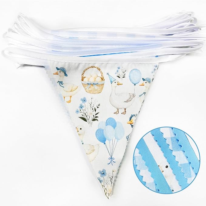 32Ft Goose Party Decorations Blue Gingham Plaid Silly Goose Themed
