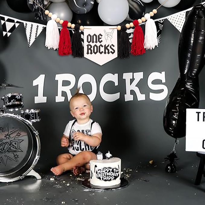 One Rocks High Chair Banner Rock And Roll 1st Birthday Party