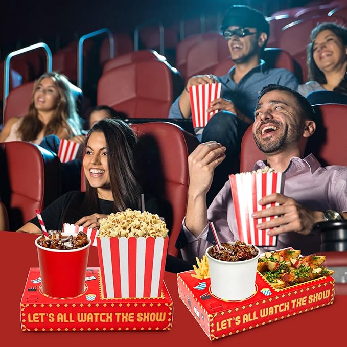 50Pcs Movie Night Snack Trays Hold Popcorn Candy Food Drink