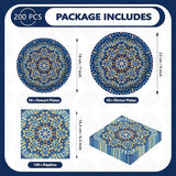 200Pcs Boho Party Decorations Vintage Bohemian Retro Style Paper