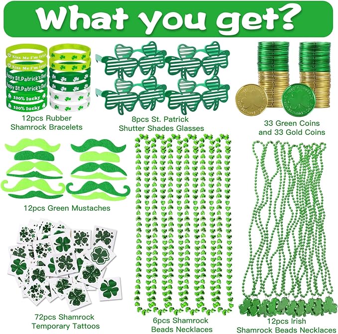 Max Fun 188Pcs St Patricks Day Accessories Party Favors Set Saint