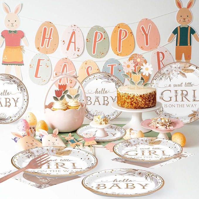 96pcs Boho Baby Shower Party Decorations Boho Hello Baby Girl Pink
