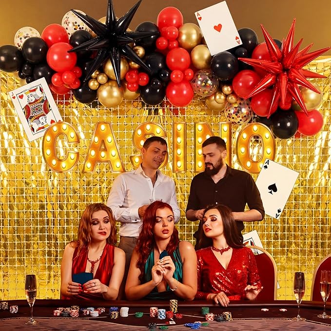 Casino Theme Party Decorations Casino Red Black Gold Balloon Garland