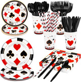 147 Pieces Casino Theme Party Supplies Tableware Set Includes Plates