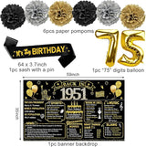 75th Birthday Decorations for Men Women 21pcs the Year 1951 Banner