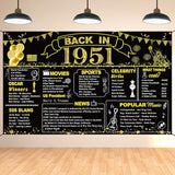 DARUNAXY 75th Birthday Black Gold Party Decoration, Back in 1951