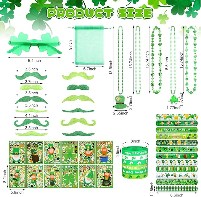 96 Pcs St Patrick's Day Accessories Party Favor Set Including Four