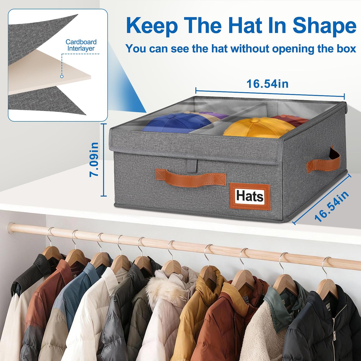 Dofilachy 2-in-1 Stackable Hat Storage for Baseball Caps with Clear
