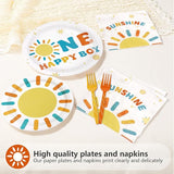 96Pcs Sun 1st Birthday Party Decorations Happy Boy One Themed Plates