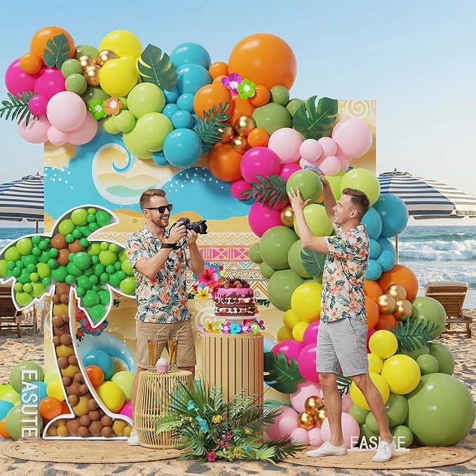 Tropical Hawaiian Party Decorations 145Pcs Luau Tropical Balloon