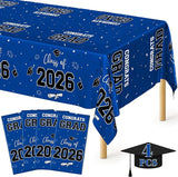 QZYL 4 Pack Graduation Tablecloth, 54" x 108" Blue Graduation Table