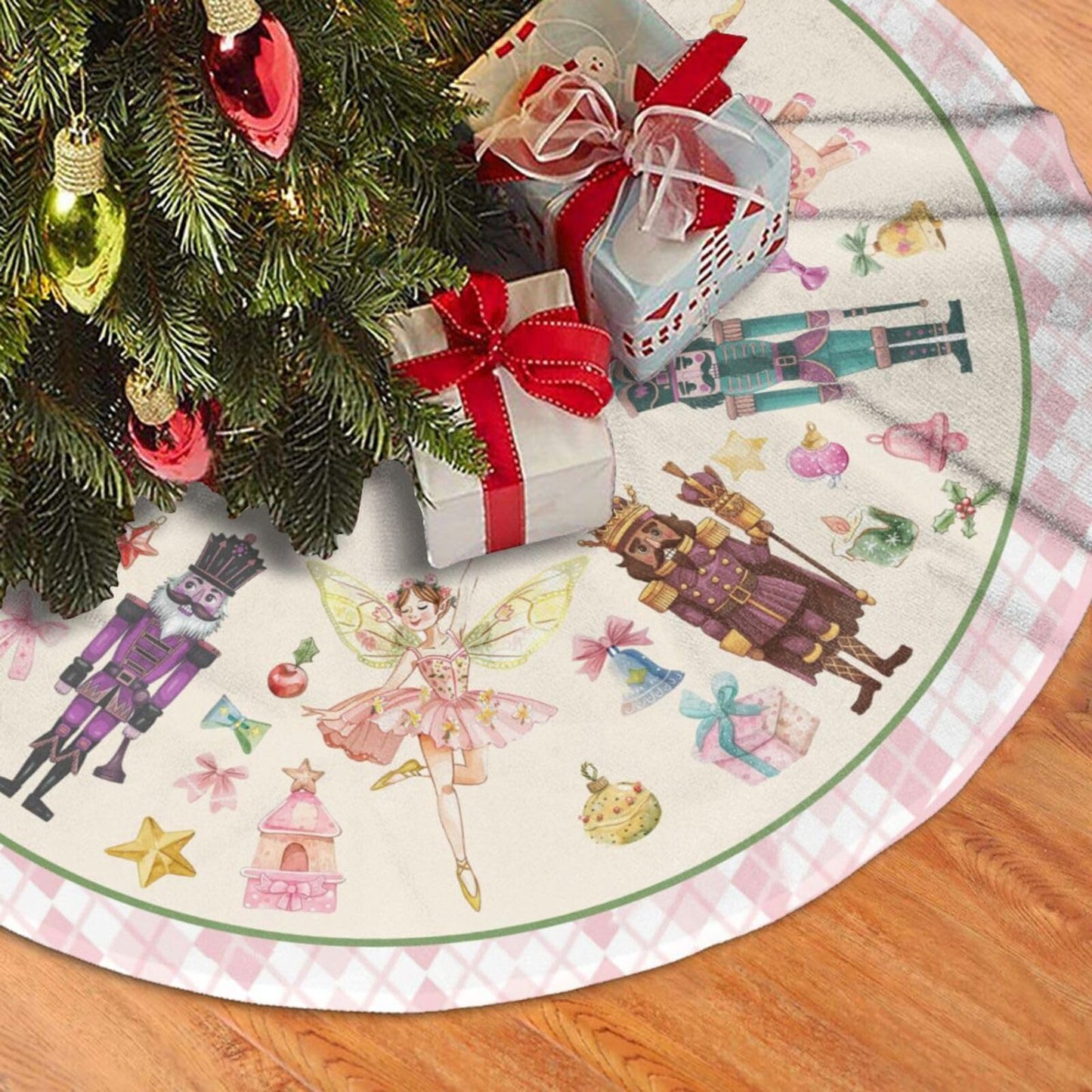 Pink Nutcracker Christmas Tree Skirt 36" Christmas Nutcracker Ballet