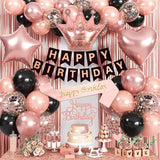 Rose Gold Birthday Decorations Black & Rose Gold Balloons Happy