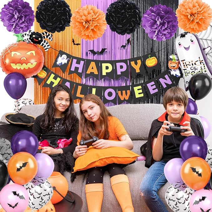 Purple Black Orange Party Decorations Set Halloween Decorations Kit