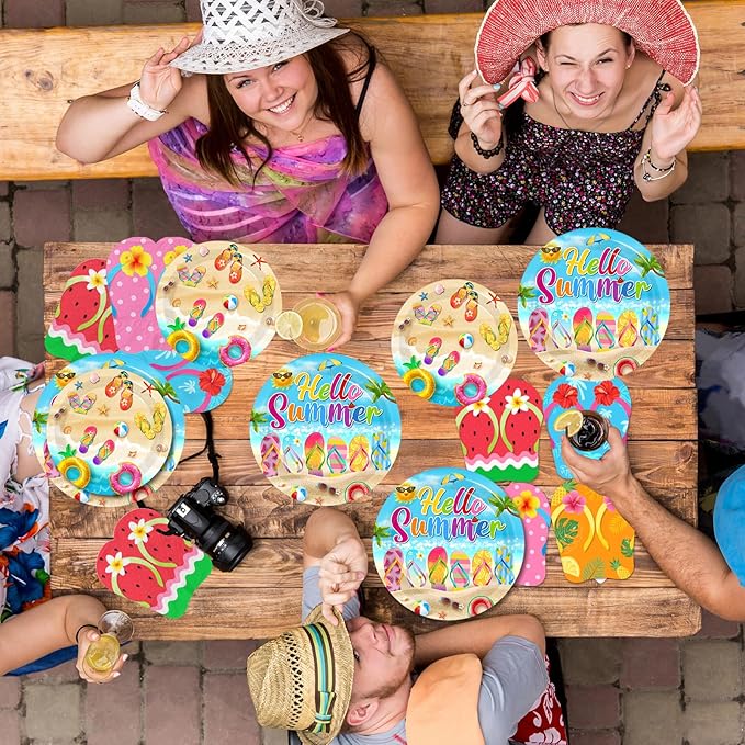 Beach Plates and Napkins Sets Beach Party Supplies Flip Flops Summer