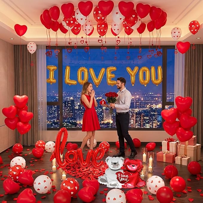 Valentines Day Balloons Decorations I Love You Balloons and Heart