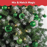 Prextex 36-Pieces Green Christmas Ornaments Set - Shatterproof,