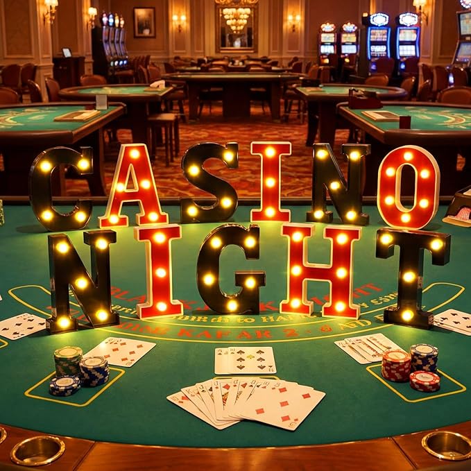 11 Pcs Casino Night Large LED Letter Sign LED Lights Battery Powered