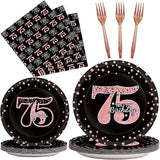 96 Pcs 75th Birthday Plates and Napkins Party Supplies Happy 75th