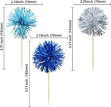 Gyufise 30Pcs Foil Firework Cupcake Toppers Sparkle Tinsel Cake #5