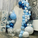 Blue and White Balloons, 67pcs 12 Inch Blue Balloon and White Silver