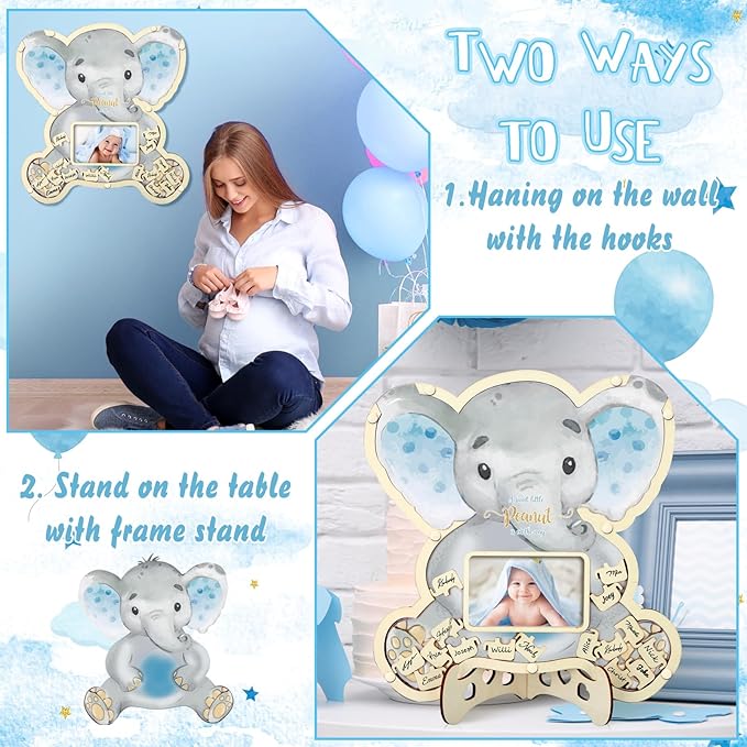 63 Pcs Elephant Baby Shower Guest Book Alternatives Set Baby Shower