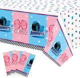 3Pcs Burnouts or Bows Gender Reveal Tablecloth Boy or Girl Plastic
