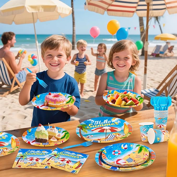 Summer Party Decorations Beach Party Supplies include Summer Plates