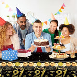 Uiorgui 2pcs 21st Birthday Tablecloth, Black Gold 21st Birthday