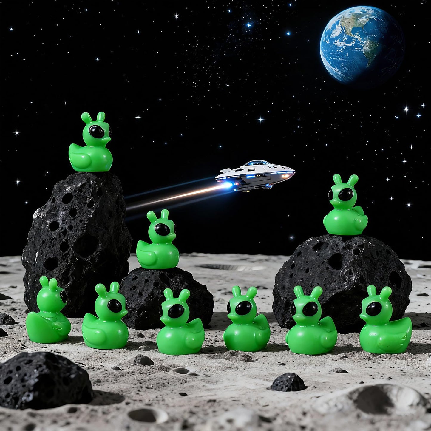 100 Pcs Resin Mini Alien Duck Figures Bulk Tiny Alien Duck