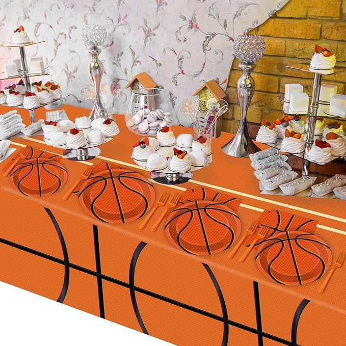 98 Pieces Basketball Party Decorations Basketball Tableware Set
