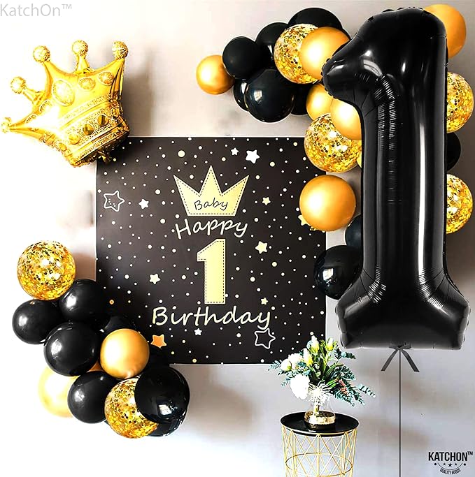 KatchOn, Large Black Number 1 Balloon - 40 Inch | Mylar Foil Balloon