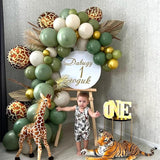 Jungle Safari Balloon Arch Garland Kit Sage Olive Green Brown Beige