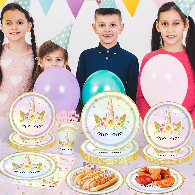 Unicorn Birthday Decorations for Girls Rainbow Pastel Theme with