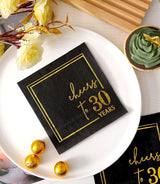 Cheers to Years Cocktail Napkins - 50 PK - 3-Ply Birthday Napkins 5x5
