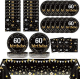 60th Birthday Party Supplies Serves 24 Black and Gold 60 Years Old