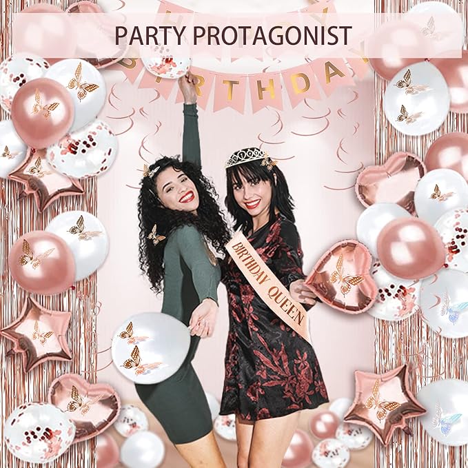 236 Pcs Birthday Decorations For Women Rose Gold Party Decorations