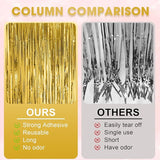 Voircoloria 3 Pack 3.3x8.2 Feet Gold Foil Fringe Backdrop Curtains,