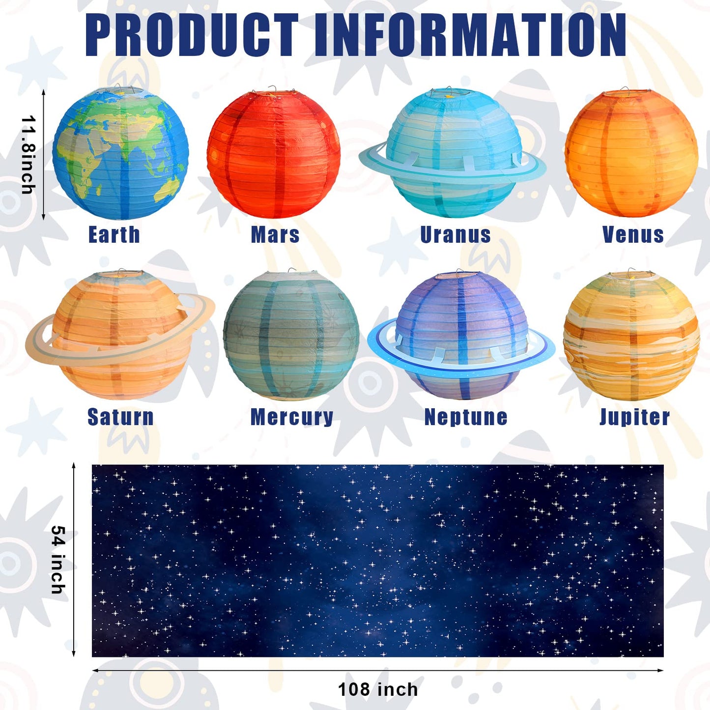 16 Pcs Outer Space Birthday Themed Party Decorations Supplies